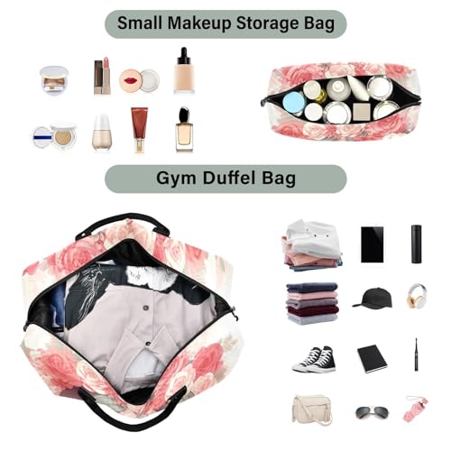 Large Travel Duffel Bag, Mexican Floral Skull Sports Tote Gym Bag, Shoulder Weekender Overnight Bag for Women Men, Carry On Luggage with Toiletry Bags4