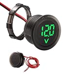 VooGenzek 5V-100V DC Car LED Digital Voltmeter Waterproof, Round 2 Wire Voltmeter Voltage Monitor Gauge Display, with Reverse Connection Protection, for Motorcycle Boat Camper Caravan, Green
