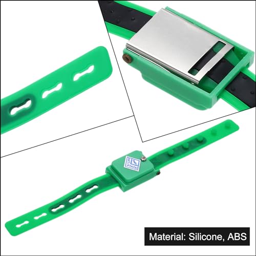 Image of MECCANIXITY Anti Static Wrist Strap, ESD Silicone Adjustable Antistatic Bracelet Cordless for Computer Electronics Repair Green