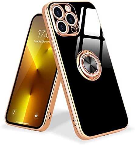 Urarssa for iPhone 13 Pro Max Case Magnetic Ring Holder 360 Degree with Rotation Finger Car Holder Shockproof Case Cover for iPhone 13 Pro Max 6.7-inch, Black