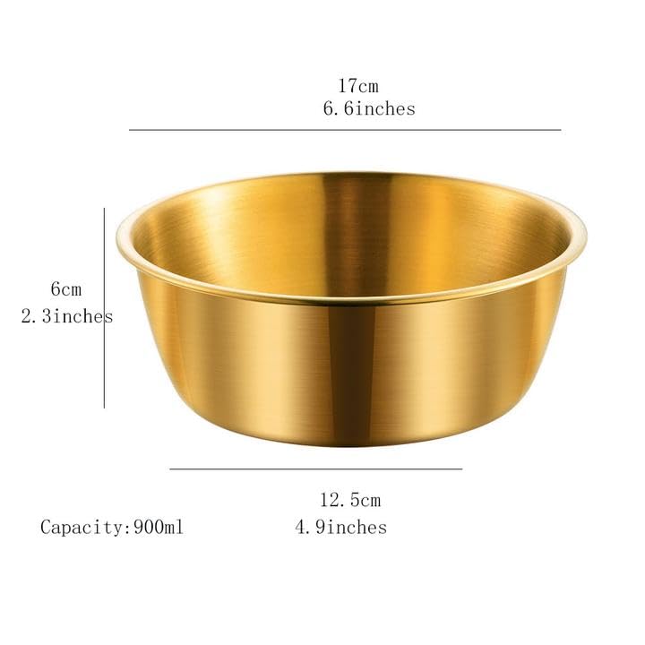 Set de 3 Tazones dorados de acero inoxidable 6.6 pulgadas miniatura 3