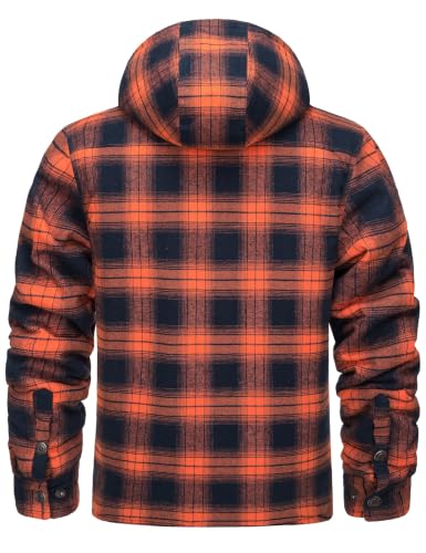 Image of MAGNIVIT Men's Flannel Jacket Plaid Fleece Button Hoodie Jackets Shirt | pure cutton,5 pocket,adjustable drawstring hood,casual,work,outdoor