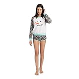 Body Candy Junior's Pajama 2 Piece Long Sleeve top and Short Set, GRESNO, X-Large