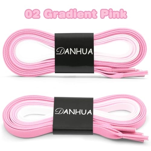 Image of Flat Colorful Shoelaces Gradient Rainbow Shoe Lace Shoestring 2 Pair
