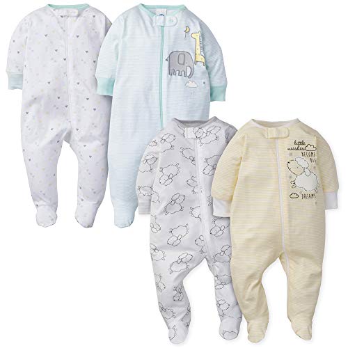 Image of Gerber Baby Girls 4 Pack Sleep 'N Play Footie