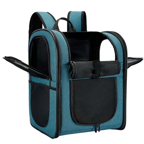 Image of Apollo Walker Dog & Cat Carrier Backpack for 4-18lb Pets - Ventilated Safe Design with Padded Back Support, Breathable Mesh Pet Backpack for Hiking, Travel, Outdoor (Teal)
