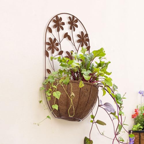 BAYN-2PKs-Wall-Hanging-Planter-Decor-Art-with-Flower-Metal-Wall-Mounted-Planters-Indoor-Outdoor-Wall-Planter-for-Succulent-Herb-Home-Garden-Yard BAYN 2PKs Wall Hanging Planter Decor Art with Flower Metal Wall Mounted Planters Indoor Outdoor Wall Planter for Succulent Herb Home Garden Yard