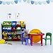 Humble Crew, Round, Kids 2-in-1 Plastic Building Blocks-Compatible, Dry Erase Activity Table and 2 Chairs Set, Red/Green/Blue, Primay