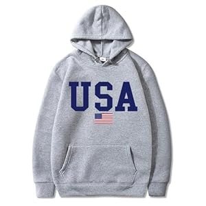 USA Hoodie Women Men Unisex Casual Graphic Patriotic American Flag Pullover Hoodie July 4th Drawstring Sweatshirt