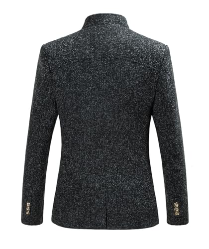 Mens Casual Suit Jacket Stand Up Sport Coat Vintage Mandarin Collar Blazer Single Breasted Dress Coat for Party JJK0122