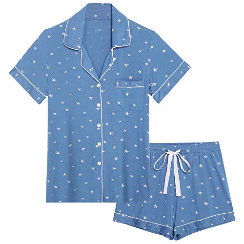 Senert Women's Pajamas Set Short Sleeve Sleepwear Button Down Pjs Se Nightwear Soft Pj Lounge Sets Pajamas For Women #TOP3