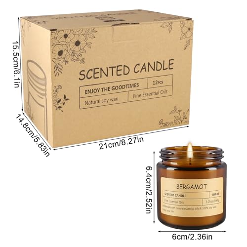 Image of 12Pack Scented Candle Set - Aromatherapy Candle Gift Set - Long Lasting Jar Candles for Men| Women, Ideal for Birthdays, Mother's Day Thanksgiving Gifts