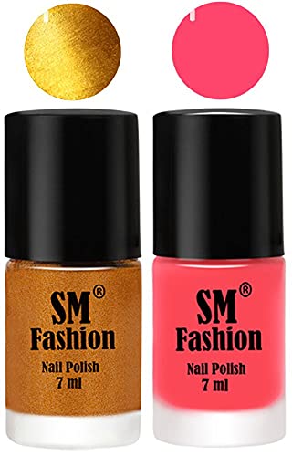 Image of Long Lasting Nail Polish | Nail Paint Combo 7 ml Each) - Set of 2 Golden-Pink