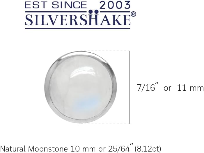 Silvershake 10mm Natural Round Shape Moonstone White Gold Plated 925 Sterling Silver Stud Post Earrings - Image 2