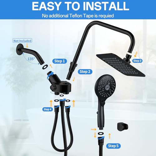 Cabezal de Ducha Dual con Regadera Fija de 10 Pulg y Ducha Manual miniatura 7