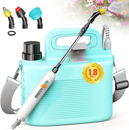 Image of Tarden 1.8 Gallon Battery Powered Garden Sprayer, 3 Nozzles, 5 Patterns
