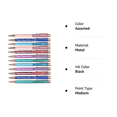 Express Pencils™ - Personalized Glitter Filled Pens - Metal Glitter Pen - Custom Metallic Printed Name Pens With Black Ink - Imprinted With Message | Ideas For Her | 12 Pcs/Pack (Assorted) #TOP5