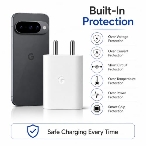 Image of Zybux 30W Type-C PPS Rapid Power Charging Adapter Compatible with Google Pixel10|9|8|7 (A|Pro|XL|Fold)|4|3|Pro|A|S26|S25|15| 15r|chromebook|Tab| Support Other C-Type 30 W Quick Charger Adaptor, White