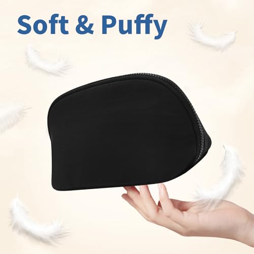 Small Makeup Bag Travel Toiletry Bag - Puffy Padded Make Up Bags for Women, Cute Cosmetic Organizer Case with Wide-Open, Quilted Pouch Purse for Essentials, Accessories, Brushes (Black, Small)2