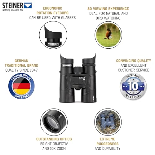 Steiner Binocolo Skyhawk 4.0 10X42 - Ottica Di Qualità Tedesca, Esperienze Visive 3D Nitide, Robusto, Perfetto Per La Natura, L'osservazione Di Animali E Uccelli - 2