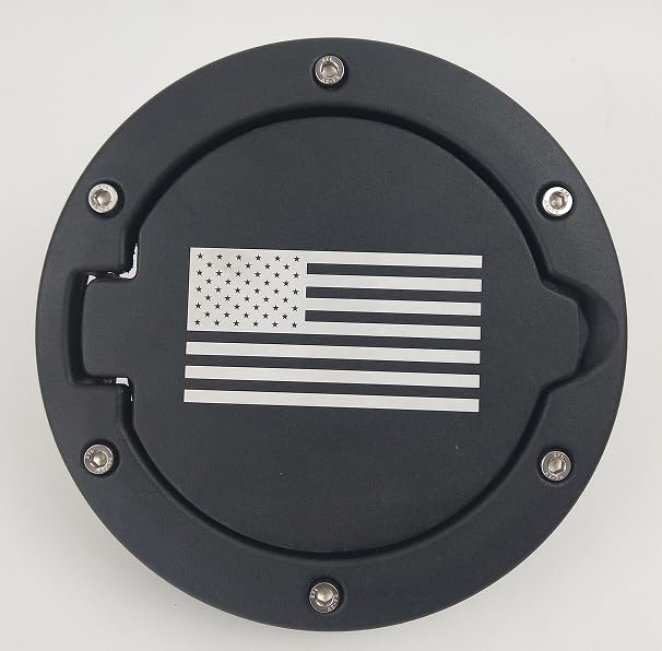 Fuel Filler Door Gas Cap Cover and tank door Accessories for 2007-2017-2018 Jeep Wrangler JK & Unlimited Sport Rubicon Sahara (US Flag), black, YXG-044-JKGQ
