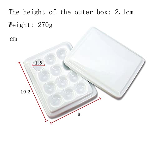 Paleta de cerámica de 12 orificios con tapa de onda para pintores y aficionados a la acuarela 3