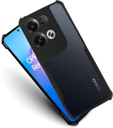 Image of AIBEX Crystal Clear Back Cover Case for Oppo Reno 8 Pro 5G | 360 Degree Protection | Shock Proof Design | Transparent Back Cover Case (PC & TPU, Black Bumper)