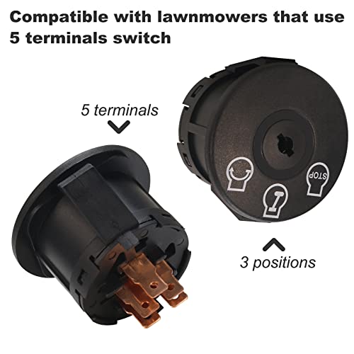 Plqqcy Lawn Mowers Tractor Ignition Switch With Key 5 Terminals Or Mtd 925-04659 725-04659 Ariens Bad Boy Bolens Huskee Chopper Murray Sabre Scotts Yard Machines Yardman Colt Xp Dixie #TOP3