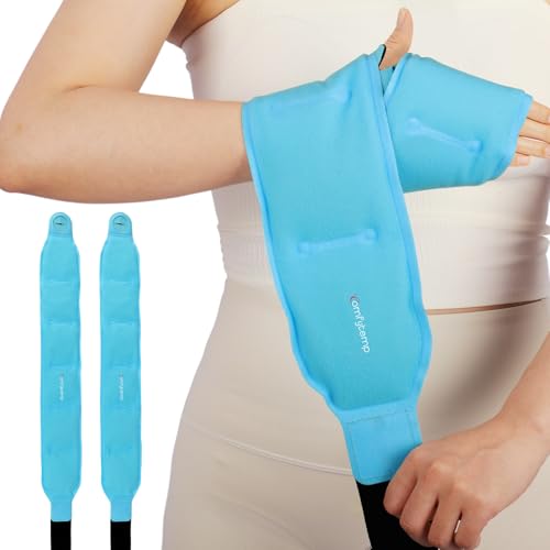 Image of Comfytemp 24.5 inch Extra Long Wrist Ice Pack Wrap for Carpal Tunnel Relief, FSA Eligible HSA, Reusable Gel Wrist Brace Hot Cold Compress for Hand Forearm Pain, arthritis, Injuries, Recovery Item, 2 Packs