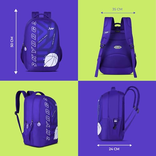 Image of Skybags Klan V2 05 Basketball 38 Liters Premium Polyester Fabric School Backpack for Kids with Multiple Compartments and Adjustable Strap - Boys & Girls
