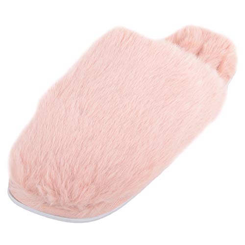 Pantoufles fausse fourrure femme rose pêche chaussons semelle caoutchouc Absolute Footwear 39/40