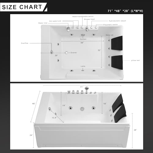 Image of 72-Inch Whirlpool Jetted Tub,Acrylic Hydro Massage Bathtub