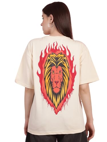 Image of Preneum Women's Cotton Cool Graphic Printed Baggy Fit Drop-Shoulder Sleeves Cotton Oversized T-Shirt