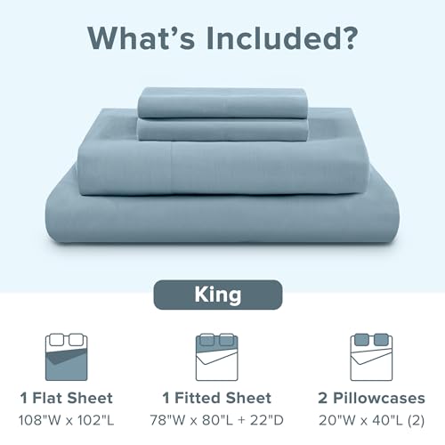 Image of Comfort Spaces 100% Cotton Percale Sheets King Extra Deep Pocket 4 Pc, Blue
