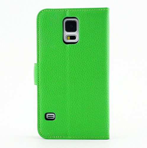Ruban Case Compatible With Samsung Galaxy S5 - Pu Leather Folio Wallet Flip Case Cover For Samsung Galaxy Sv/Galaxy S V (2014) With Credit Id Card Holder/Money Pockets - Green #TOP2