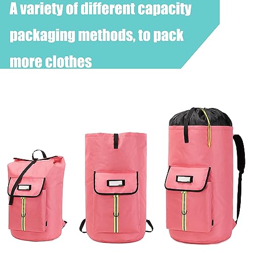 Image of laundry bag backpack,extra-large heavy duty laundry bags,laundry backpack for college students,drawstring closure (bright red Laundry Backpack)