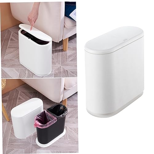 Caneca de basura rectangular push tipo blanca portátil miniatura 5