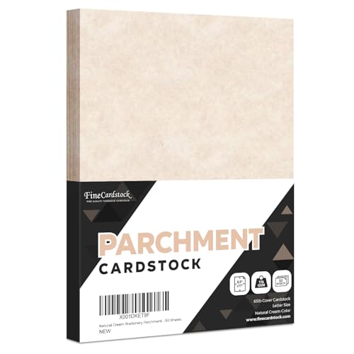 Natural Cream Stationery Parchment Recycled Paper | 65Lb Cover Cardstock | 8.5” x 11” Inches | 50 Sheets Per Pack