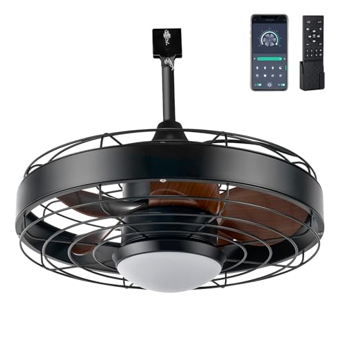 Image of Aoxun 20 Inch Ceiling Fans, Waterproof Outdoor Ceiling Fans with Lights and Remote, LED Dimmable DC Reversible Modern Fandelier with 2 Size Downrods and Hanging Hook for Gazebo, Pergola