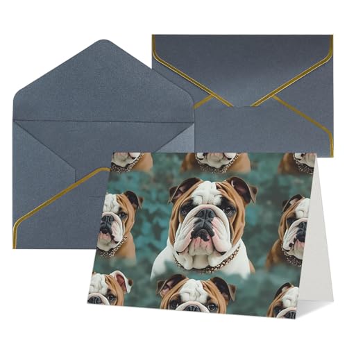 QMNSEHF 封筒付きブランクグリーティングカード Thank YouCard おもしろ英語ブルドッグ Happy Birthdayカード 女性用 男性用 クリスマス ハロウィン 結婚式 ブランクノート カード あらゆる機会 グリーティングカード 4x6