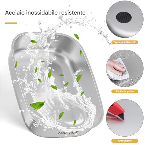 Bakaji Lettiera Per Gatti Xxl Con Base In Acciaio Da 36 Litri E Pedana Anti Sabbiolina, Filtro Al Carbone Anti Odore, Sportellino Trasparente, Paletta Con Contenitore, Tappetino Antisporco 58X42X40Cm - 3