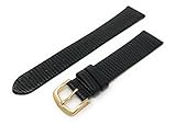 JP Leatherworks Mens Lizard Grain Watchband Black 18mm Watch Band