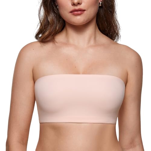 Image of INLYRIC Women's Inbarely Strapless Bandeau Bra Bralette Tube Top Seamless Comfortable Stretchy Non Padded Bras Tops