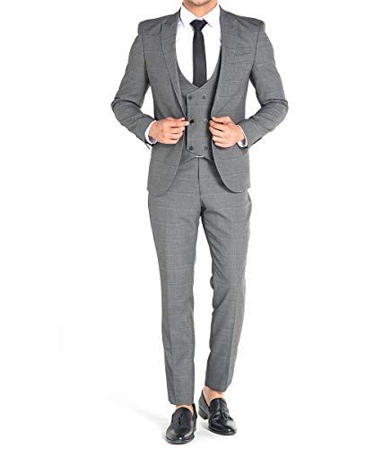 Preisvergleich Produktbild DNG Slim Fit Herrenanzug in Grau mit Weste