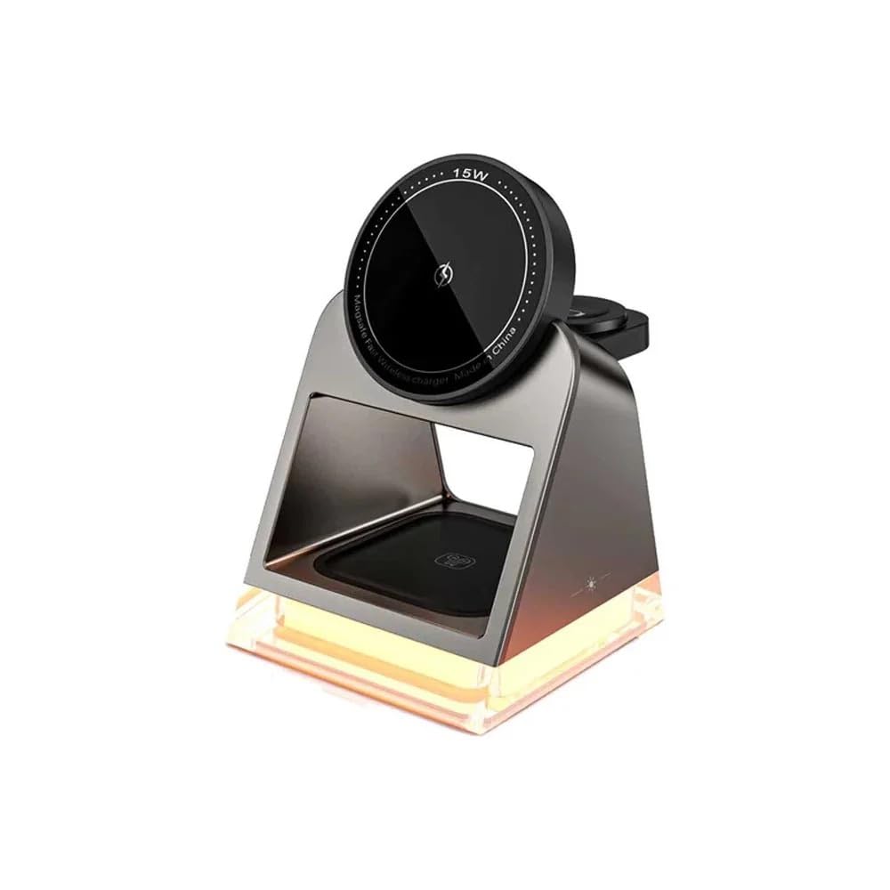 tigratigro Caricatore Wireless Magsafe Pieghevole 4 in 1, Magnetico Certificato Qi Stazione di Ricarica Wireless, Caricabatterie base per i-Phone 12/13/14/15/16，iwatch