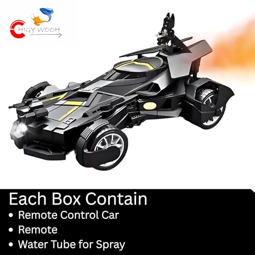 Image of Remote Control Car Toy for Kids | High Speed Remote Control with Mist Spray, LED Lights Vehicle |Rechargeable Super Hero Cars Spray Smoke Car for Boys, Adults