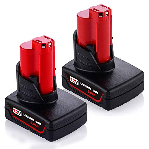 2Pack 6.0Ah Battery for Milwaukee, 12-Volt Lithium-ion Battery for Milwaukee M-12 48-11-2410 Lithium Battery Compatible with 48-11-2420 48-11-2411 48-11-2401 48-11-2402
