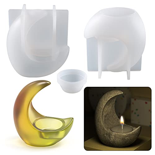 CULASIGN Portavelas de silicona con forma de luna, de resina, para manualidades, decoración del hogar Cover