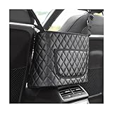 povtii Car Purse Holder Between Seats, Large Capacity Leather Auto Front Seat Handbag Organizer Pocket, Backseat Barrier Storage Bag for Kids Pet, Universal Interior Car Accessories