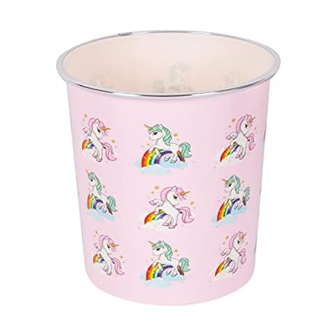 YöL Kids Unicorn Waste Bin Trash Can Garbage Storage Container Home Office Plastic Basket Dustbin Cover